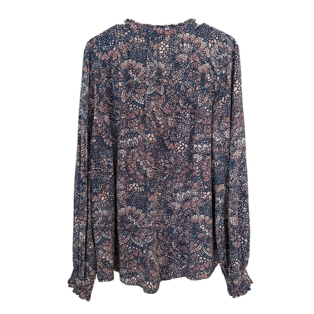 Maeve by Anthropology Blue Mosaic Floral Colette Long Sleeves Peasant Blouse - Picture 3 of 6